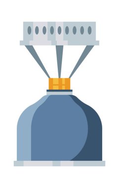Taşınabilir kamp sobası yassı ikonu Gaz Tankı Sobası Propan. Vektör illüstrasyonu