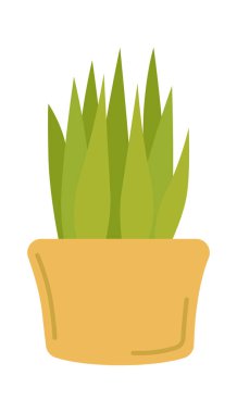 Seramik çömlek ikonunda yılan bitkisi. Ev bitkisi yetiştirme. Vektör illüstrasyonu