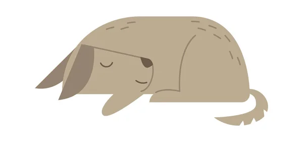 Lindo Perro Dormido Icono Plano Soñando Ilustración Vectorial — Vector de stock