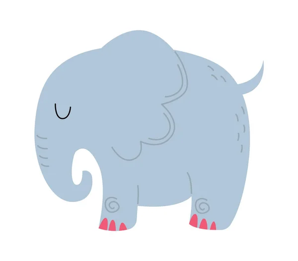 Симпатичний Слон Плоский Значок Смішна Дика Тварина Векторні Ілюстрації — стоковий вектор