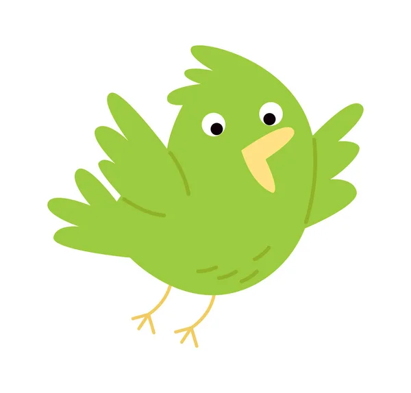 Милий Зелений Птах Плоский Значок Смішний Мультяшний Птах Векторні Ілюстрації — стоковий вектор