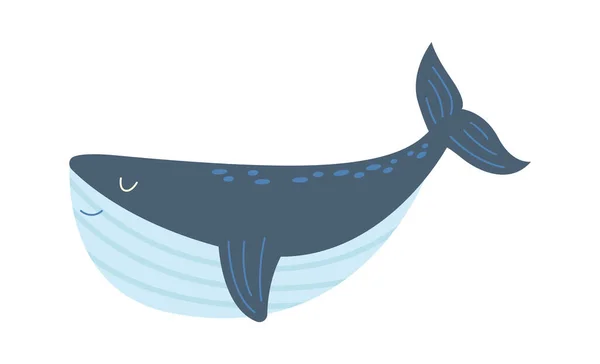 Jolie Baleine Endormie Icône Plate Océan Animal Illustration Vectorielle — Image vectorielle
