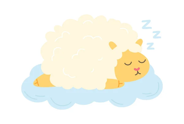 Cute Sleeping Cat Flat Icon Domestic Animal Pajama Vector Illustration — Stock Vector