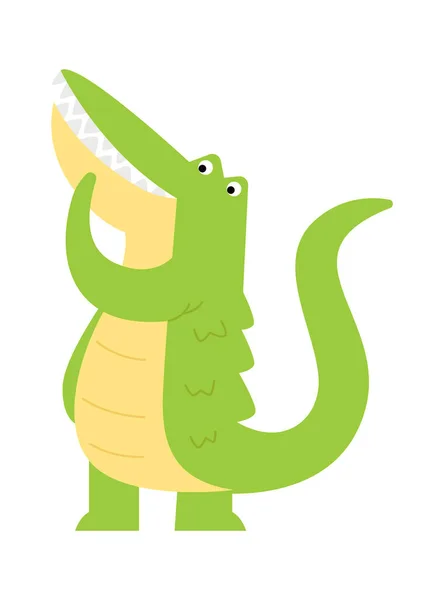 Drôle Animal Sauvage Icône Plate Crocodile Mignon Illustration Vectorielle — Image vectorielle