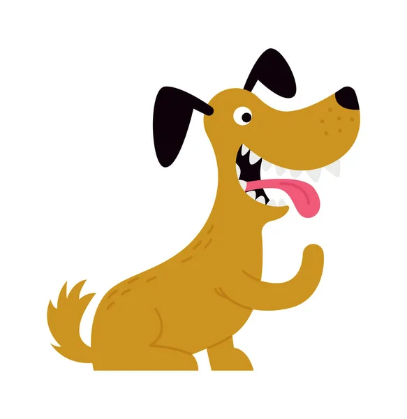 Domestic Dog Flat Icon Cute Animal Vector Illustration — Stock Vector