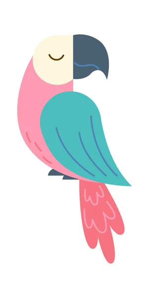 Roztomilý Unavený Pták Plochý Ikona Spící Papoušek Vektorová Ilustrace — Stockový vektor