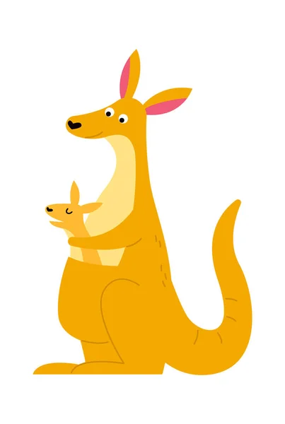Cute Kangaroo Flat Icon Wildlife Funny Animals Vector Illustration — Stock Vector