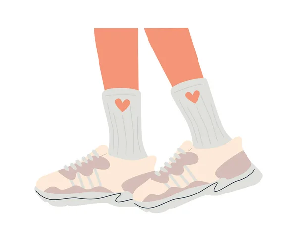 Leg Sneakers Flat Icon Shoe Walking Vector Illustration — Stock Vector