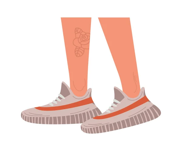 Нога Модных Кроссовках Фитнеса Плоская Икона Векторная Иллюстрация — стоковый вектор