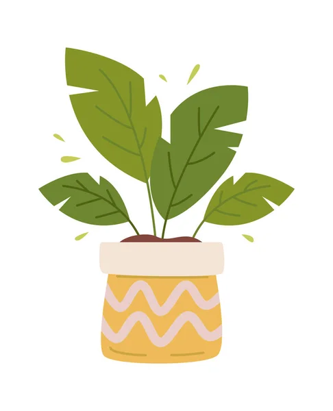 Monstera Ceramic Pot Flat Icon Зелена Домашня Рослина Садівництво Приклад — стоковий вектор
