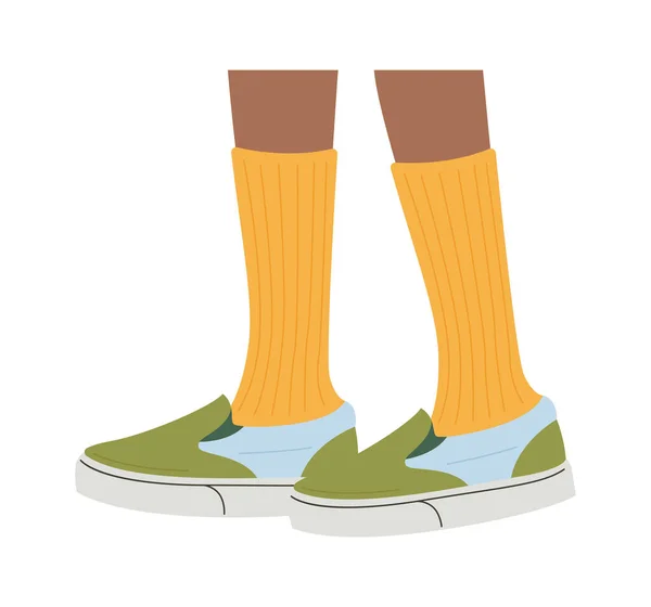 Chaussures Tendance Icône Plate Jambe Baskets Illustration Vectorielle — Image vectorielle
