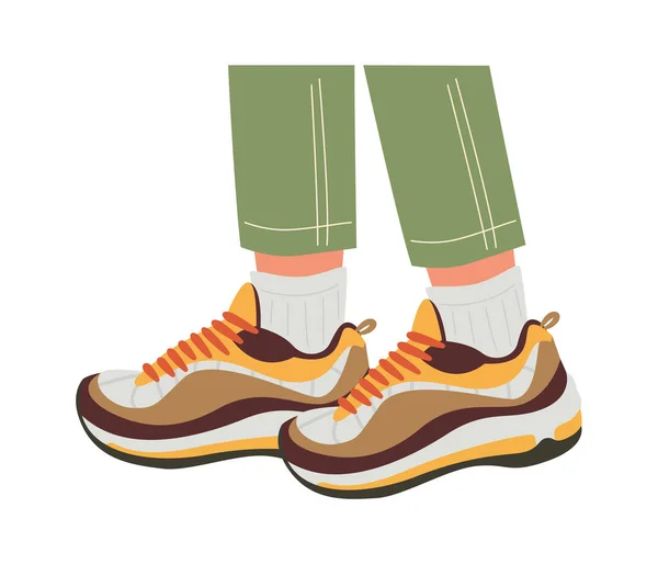 Gambe Comode Sneakers Flat Icon Scarpe Alla Moda Illustrazione Vettoriale — Vettoriale Stock