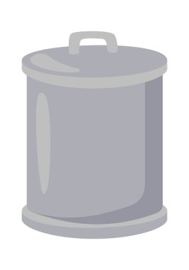 Çelik çöp tenekesi düz simge geri dönüşümü ve çöp kullanımı. Vektör illüstrasyonu