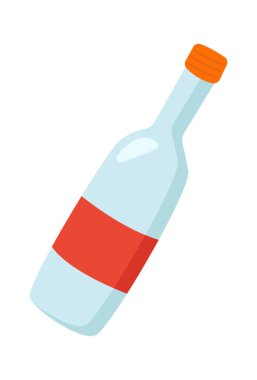 Cam şişe düz ikon çöp kullanım ve geri dönüşüm. Vektör illüstrasyonu