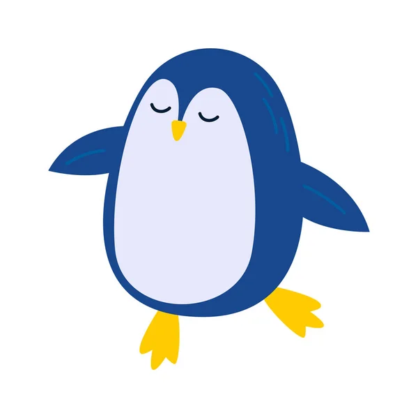 面白いペンギンフラットアイコン冬の動物 ベクターイラスト — ストックベクタ