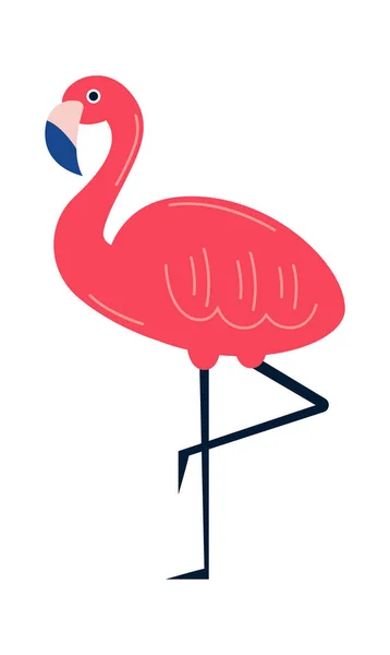 Flamingo Vogel Platte Icoon Wintervakantie Warm Land Vectorillustratie — Stockvector