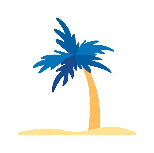 Icône Plate Plage Sable Palmiers Vacances Hiver Illustration Vectorielle — Image vectorielle