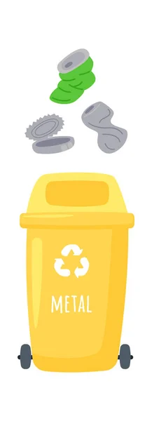 Metalldosen Sind Flache Symbole Für Recycling Müll Vektorillustration — Stockvektor