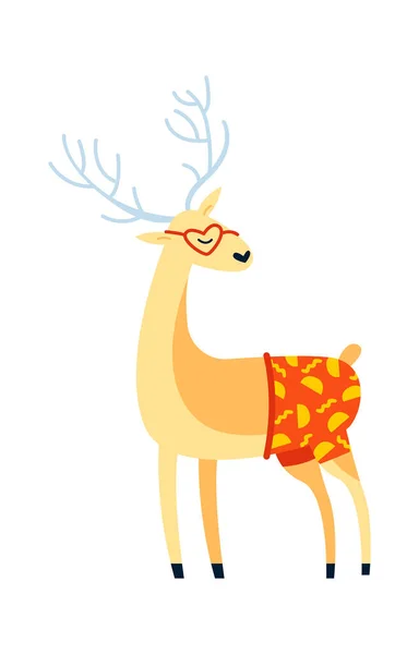 かわいい漫画鹿フラットアイコン野生動物 ベクターイラスト — ストックベクタ
