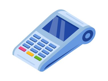 Kablosuz otomatik veznedar düz ikon ödeme terminali. Vektör illüstrasyonu