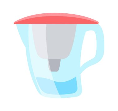 Su filtresi sürahisi ve şeker filtresi. Vektör illüstrasyonu