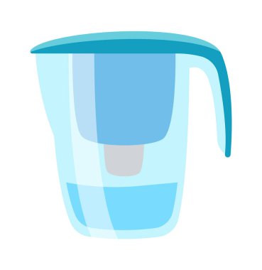 Su filtresi sürahisi ve şeker filtresi. Vektör illüstrasyonu