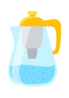 Su filtresi sürahisi ve şeker filtresi. Vektör illüstrasyonu