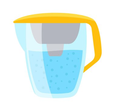 Su filtresi sürahisi ve şeker filtresi. Vektör illüstrasyonu