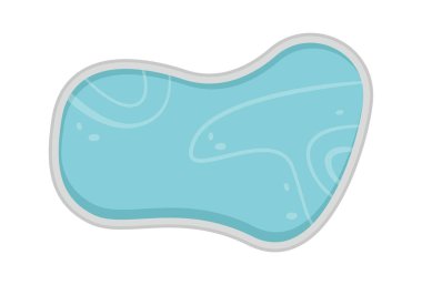 Göl düz ikonu mimari ve manzara elementleri. Vektör illüstrasyonu