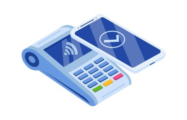 Temassız ödeme ikonu bankacılık sistemi. Vektör illüstrasyonu