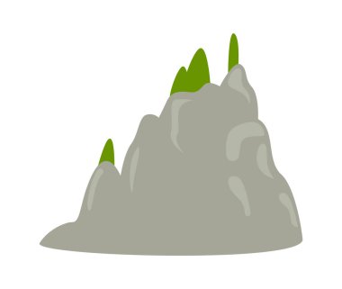 Çimen düz ikonu olan dağlar. Yüksek kaya taşları tropikal manzara. Vektör illüstrasyonu