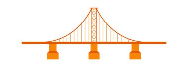 Metal inşaat düz ikon köprü mimari elementi. Vektör illüstrasyonu