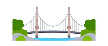 Fütürist metal yapılar düz ikon köprüsü. Vektör illüstrasyonu