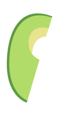 Avokado dilimi düz, sağlıklı sebze. Vektör illüstrasyonu