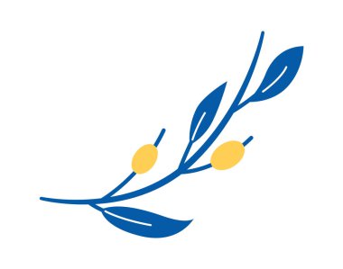 Dekoratif ağaç dalı düz ikon Yahudi bayramının sembolü. Vektör illüstrasyonu