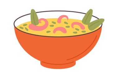 Lezzetli geleneksel Asya çorbası yassı ikonu. Vektör illüstrasyonu