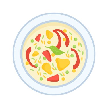 Sebze çorbası ikonu yemek blogu. Vektör illüstrasyonu