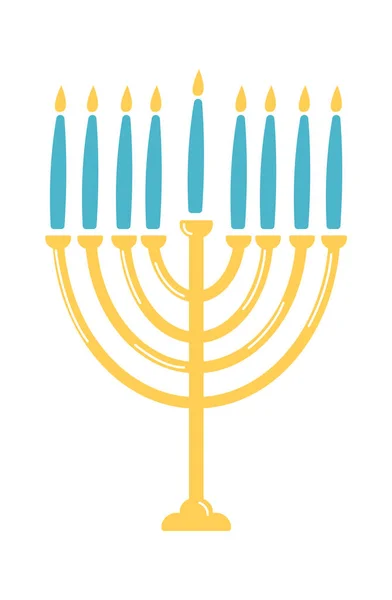 Εβραϊκή Μενόρα Επίπεδη Εικόνα Hanukkah Σύμβολο Των Εβραϊκών Εορτών Εικονογράφηση — Διανυσματικό Αρχείο