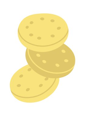 Bisküviler düz ikon dengeli beslenme lezzetli bebek kurabiyeleri. Vektör illüstrasyonu