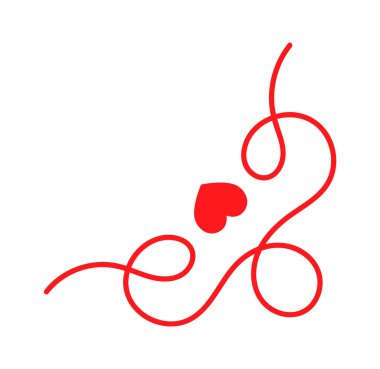 Kıvrımlı çerçeve ve kalp tasarımı düz simge. Vektör illüstrasyonu