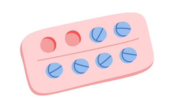 Pillole Anticoncezionali Icona Piatta Assistenza Sanitaria Femminile Illustrazione Vettoriale — Vettoriale Stock