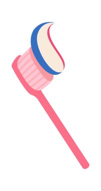 Diş fırçasıyla diş macunu düz bir ikon ağız hijyeni. Vektör illüstrasyonu