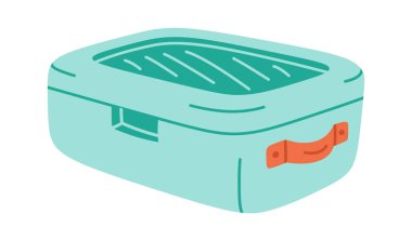 Beslenme çantası düz plastik kap yiyecek için. Vektör illüstrasyonu