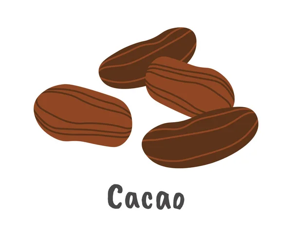 Semillas Cacao Icono Plano Vainas Ovales Cultivo Plantas Ilustración Vectorial — Vector de stock