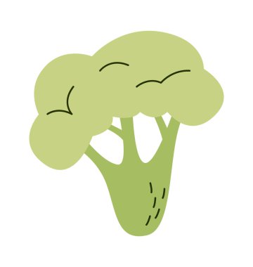 Yeşil brokoli sebze düz ikon sağlıklı tarım gıdası. Vektör illüstrasyonu