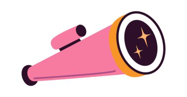 Teleskop düz ikon optik aletler modern teknoloji. Vektör illüstrasyonu