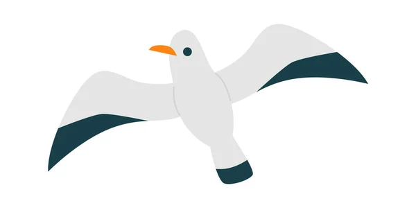 Uccello Gabbiano Volare Icona Piatta Libertà Ali Aperte Illustrazione Vettoriale — Vettoriale Stock