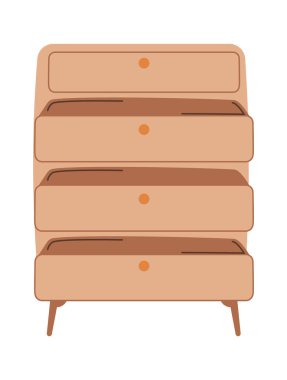 Düz kıyafetler için ahşap dolap. Vektör illüstrasyonu