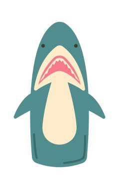 Şirin yumuşak köpek balığı kuklası düz el yapımı oyuncaklar. Vektör illüstrasyonu