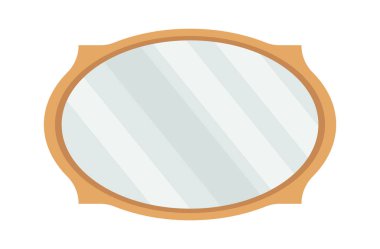 Modern oval dekoratif duvar ayna düz ikonu. Vektör illüstrasyonu